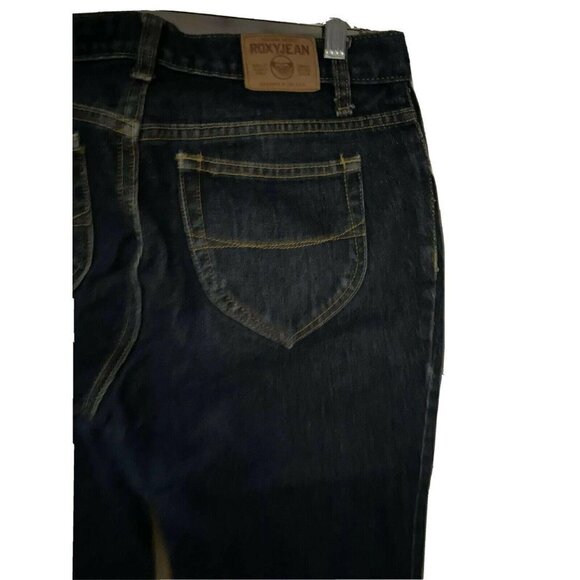 Roxy Bootcut Blue Denim Jeans 11 Dark Wash 5 Pockets Relaxed Cotton 32x29 Logo - Picture 5 of 9